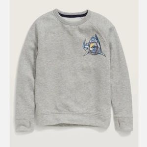 Vintage Shark-Graphic Pullover Sweatshirt (L 10-12)